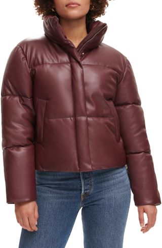 Levi's + Water Resistant Faux Leather Puffer Jacket