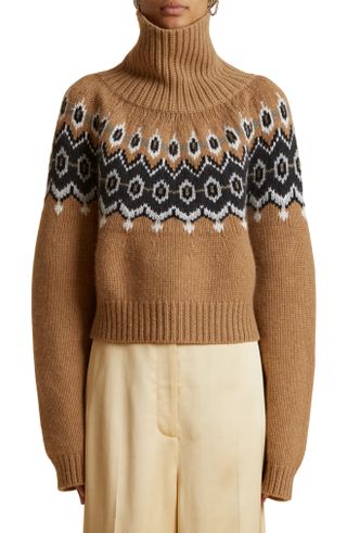 Khaite + Amaris Fair Isle Cashmere Blend Turtleneck Sweater