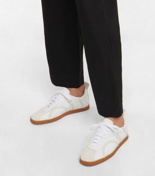 Toteme + Suede-Trimmed Leather Sneakers