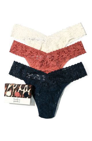 Hanky Panky + Assorted 3-Pack Lace Original Rise Thongs