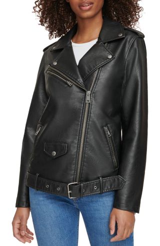 Levi's + Longline Belted Faux Leather Moto Jacket