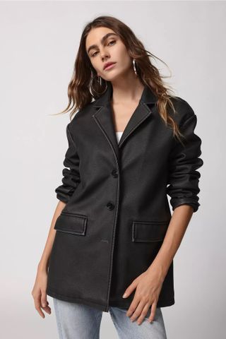 UO + Rue Faux Leather Overcoat