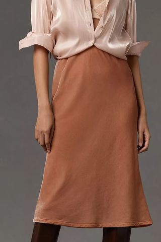 Anthropologie + The Tilda Velvet Slip Skirt