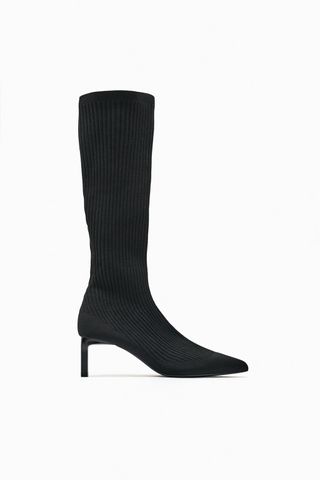 Zara + Kitten Heel Knee-High Boots