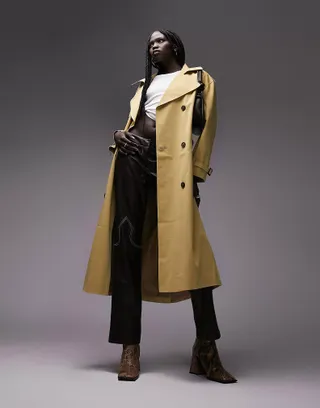 Topshop + Oversized Soft Classic Trench in Ochre
