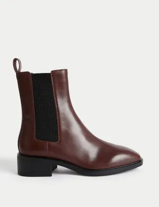 M&S Collection + Leather Chelsea Chisel Toe Boots