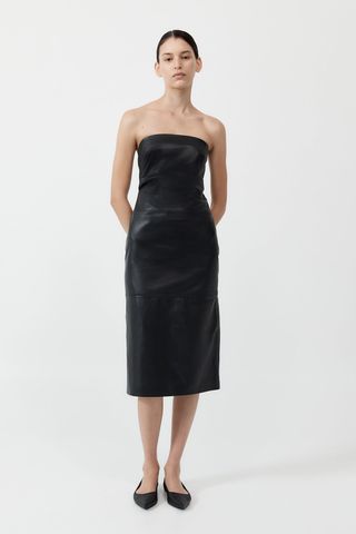 St Agni + Tuck Detail Leather Dress