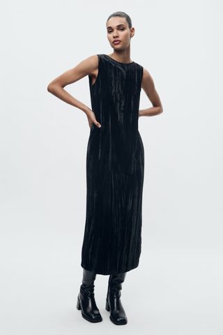 Zara + Wrinkled Velvet Dress