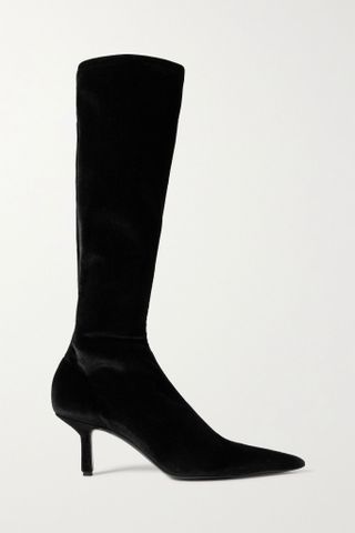 Neous + Nosa Stretch-Velvet Knee Boots