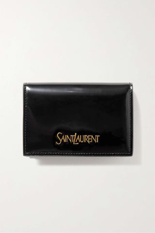 Saint Laurent + Appliquéd Glossed-Leather Wallet