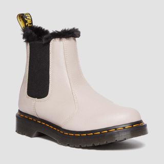 Dr. Martens + Faux Fur-Lined Leather Chelsea Boots