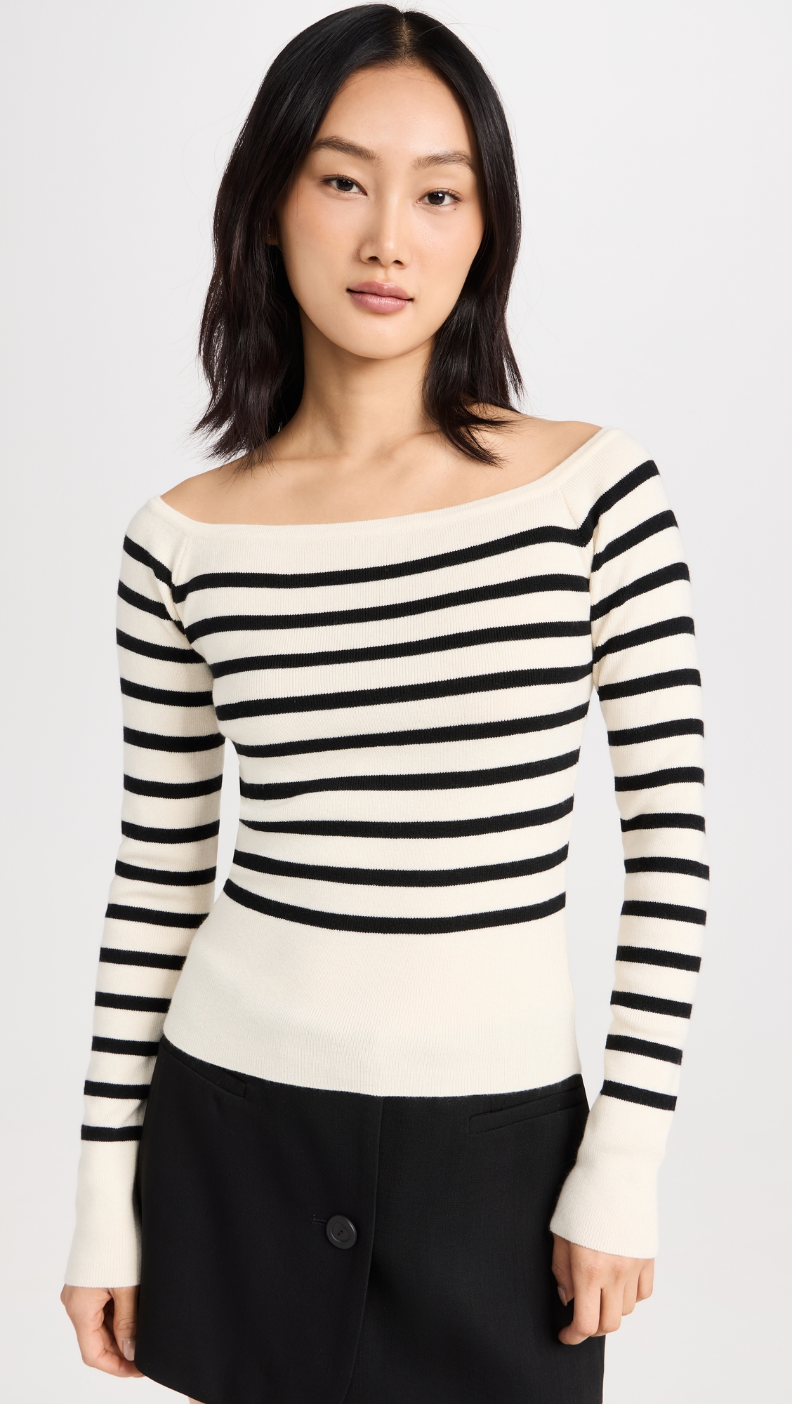 Pixie Market + Marcel Stripe Off the Shoulder Knit Top