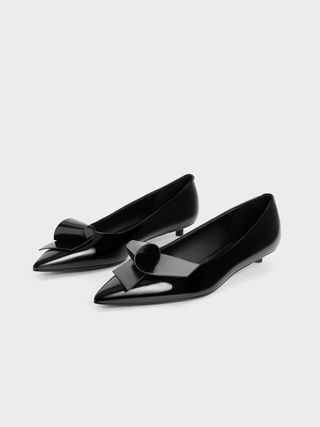 Charles & Keith + Black Sculptural Knot Pointed-Toe Flats