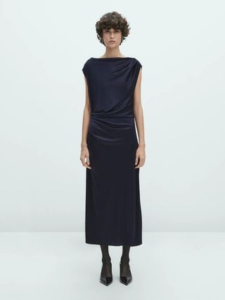 Massimo Dutti + Flowing Dress with Gathered Detail
