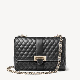 Aspinal of London + Large Lottie Bag in Black Quilted Kaviar