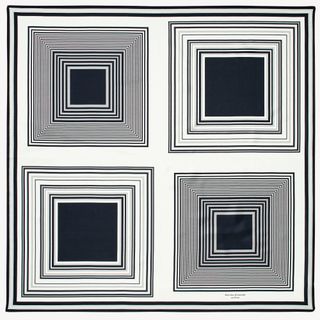 Aspinal of London + Mirrored Squares Silk Scarf in Monochrome Pure Silk