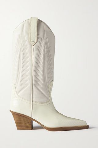 Paris Texas + Rosario Embroidered Textured and Croc-Effect Leather Cowboy Boots