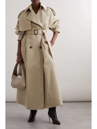 Alexander Mcqueen + Double-Breasted Belted Cotton-Gabardine Trench Coat