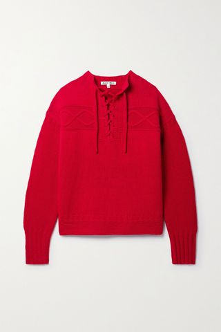 Alex Mill + Lace-Up Merino Wool-Blend Sweater