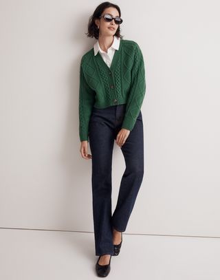 Madewell + Cable-Knit Cropped Cardigan