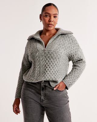 Abercrombie & Fitch + Cable Half-Zip Sweater