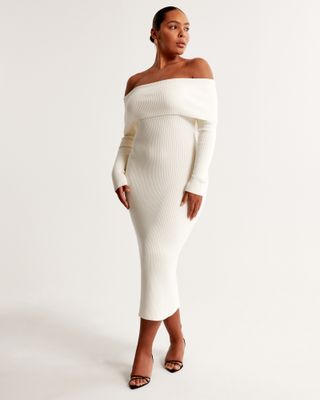 Abercrombie & Fitch + Off-the-Shoulder Midi Sweater Dress