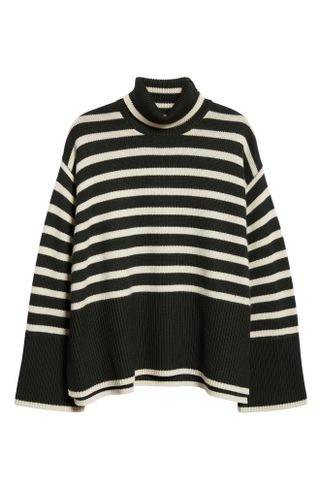 Toteme + Stripe Wool Blend Turtleneck Sweater