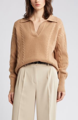 Nordstrom Signature + Wool & Cashmere Cable Knit Sweater