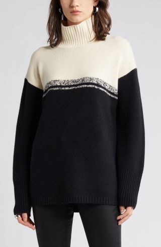 Nordstrom Signature + Colorblock Cashmere Tunic Sweater