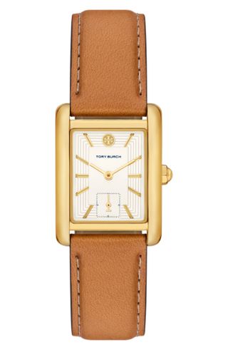 Tory Burch + Mini the Eleanor Leather Strap Watch