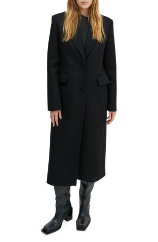 Mango + Peak Lapel Wool Blend Coat