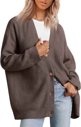 Lillusory + Open Front Oversized-Button Cardigan