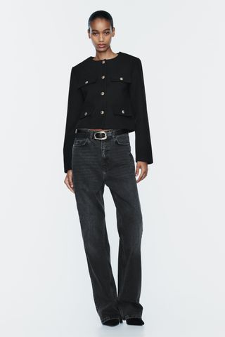 Zara + Cropped Flap Jacket