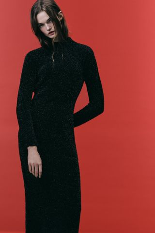 Zara + Open Back Knit Tinsel Dress