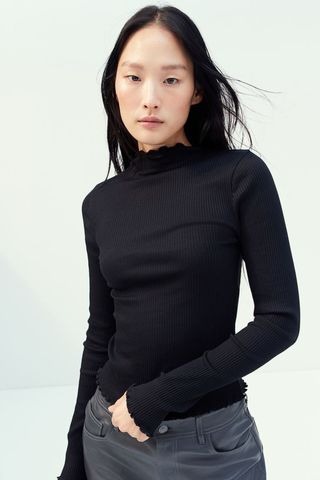 H&M + Ribbed Top With Overlocked Edges