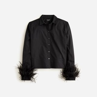 J.Crew Collection + Cropped Feather-Trim Garçon Shirt