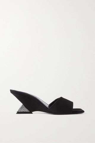 The Attico + Cheope Crystal-Embellished Suede Mules