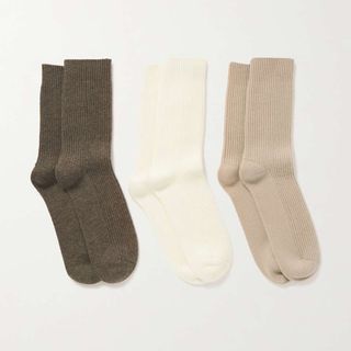 Arch4 + Set of Three Lucia Ribbed Cashmere Socks