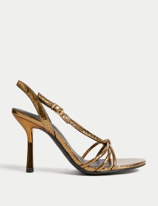 M&S Collection + Metallic Strappy Stiletto Heel Sandals