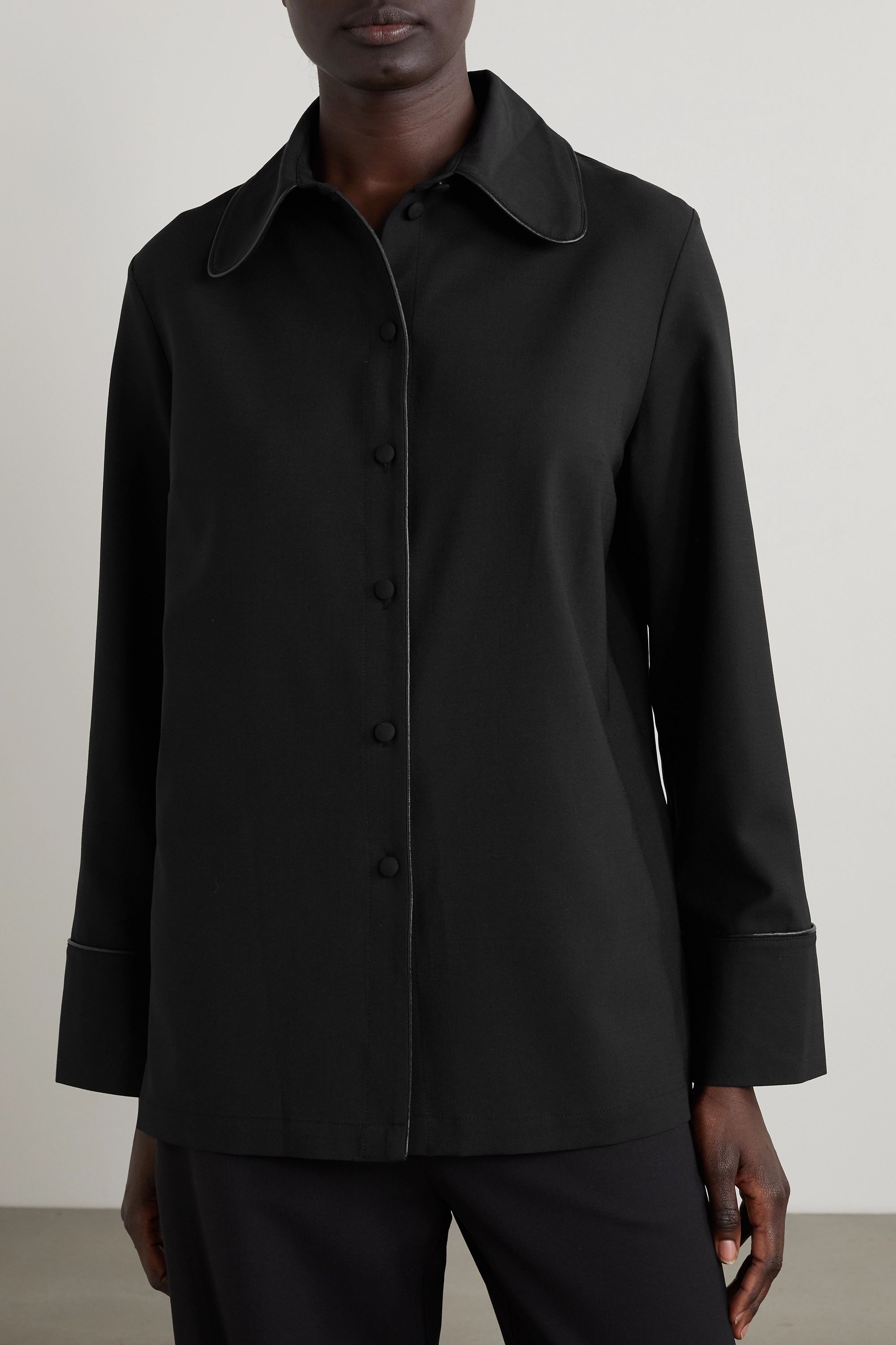 Sleeper + Off the Duty Piped Crepe Pajama Shirt