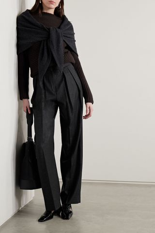 Theory + Pleated Wool-Flannel Wide-Leg Pants