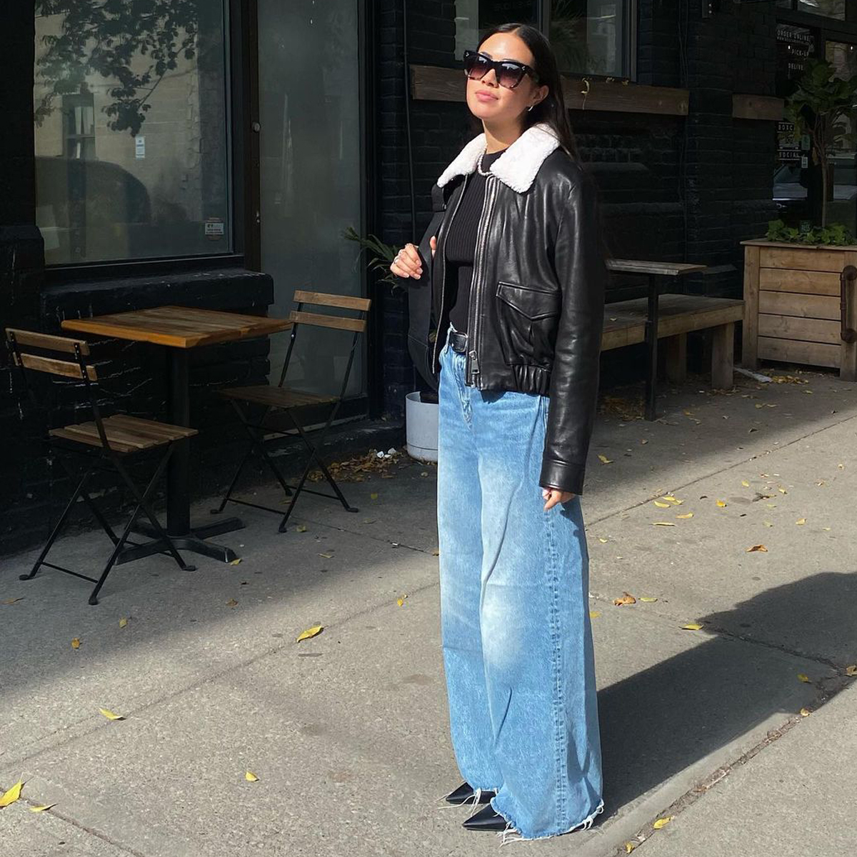 Indigo denim on denim + 70s flare  Wide leg jeans outfit, Fashion, Fashion  outfits
