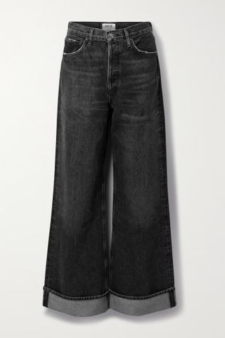 Agolde + Dame Distressed High-Rise Wide-Leg Jeans