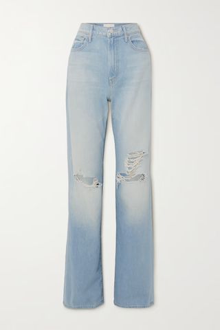 Mother + + Net Sustain the Maven Heel Distressed High-Rise Straight-Leg Jeans