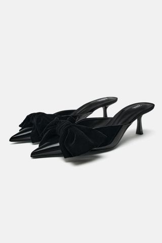 Zara + Heeled Mules Shoes With Bow