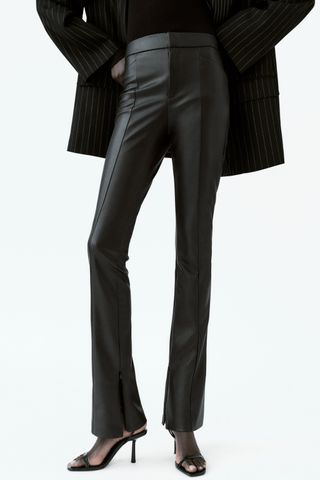 Zara + Faux Leather High Waisted Pants