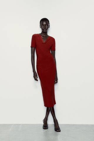 Zara + Flowy Draped Fitted Dress