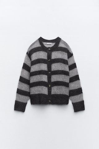 Zara + Striped Knit Cardigan