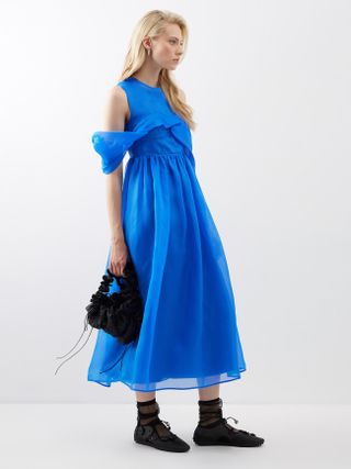 Cecilie Bahnsen + Sidney Asymmetric Silk-Organza Midi Dress