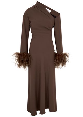16 Arlington + Adelaide Feather-Trimmed Maxi Dress